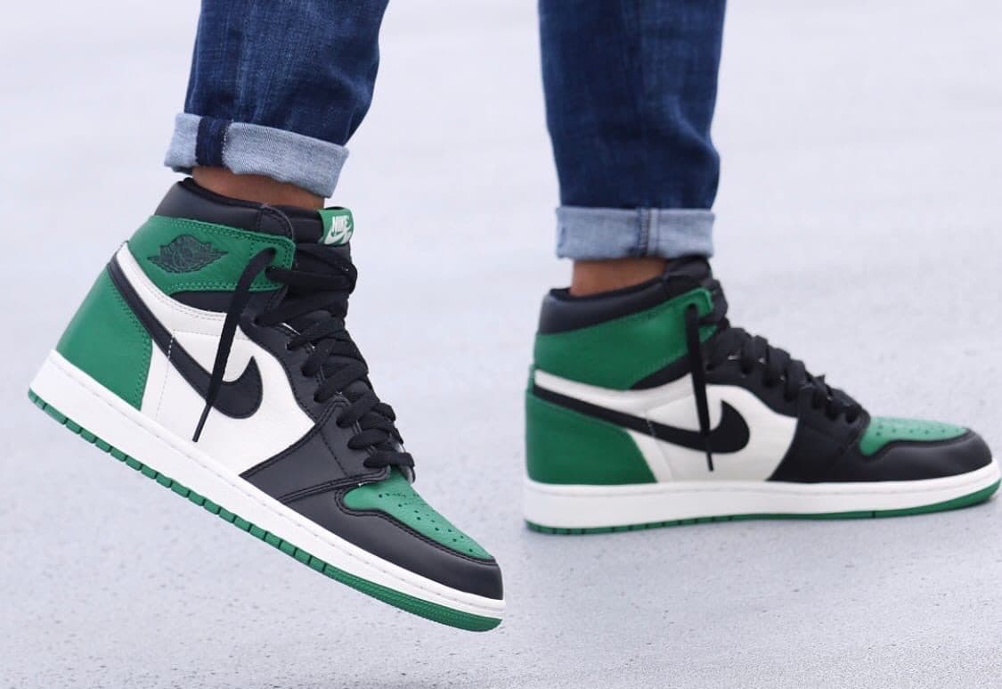 Кроссовки Nike Air Jordan 1 Pine Green (Зелёные)