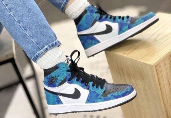 Кроссовки Air Jordan 1 Tie-Dye Синие