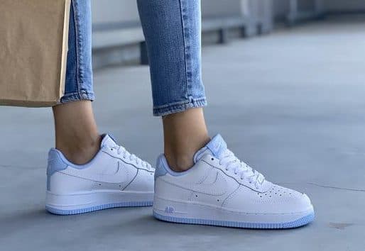 Кроссовки Nike Air Force 1 GS White Hydrogen Blue Белые