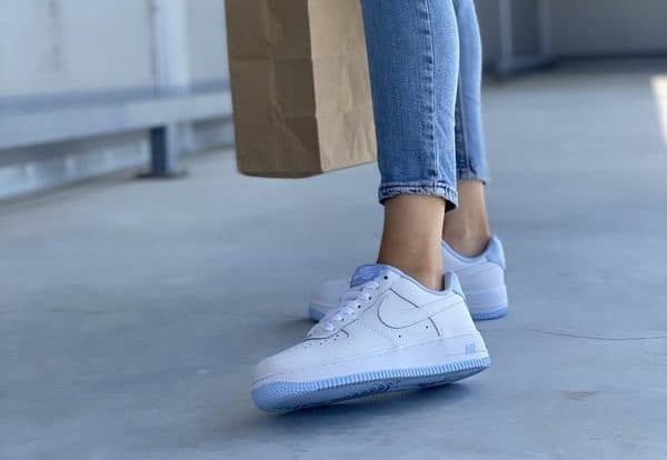 Кроссовки Nike Air Force 1 GS White Hydrogen Blue Белые