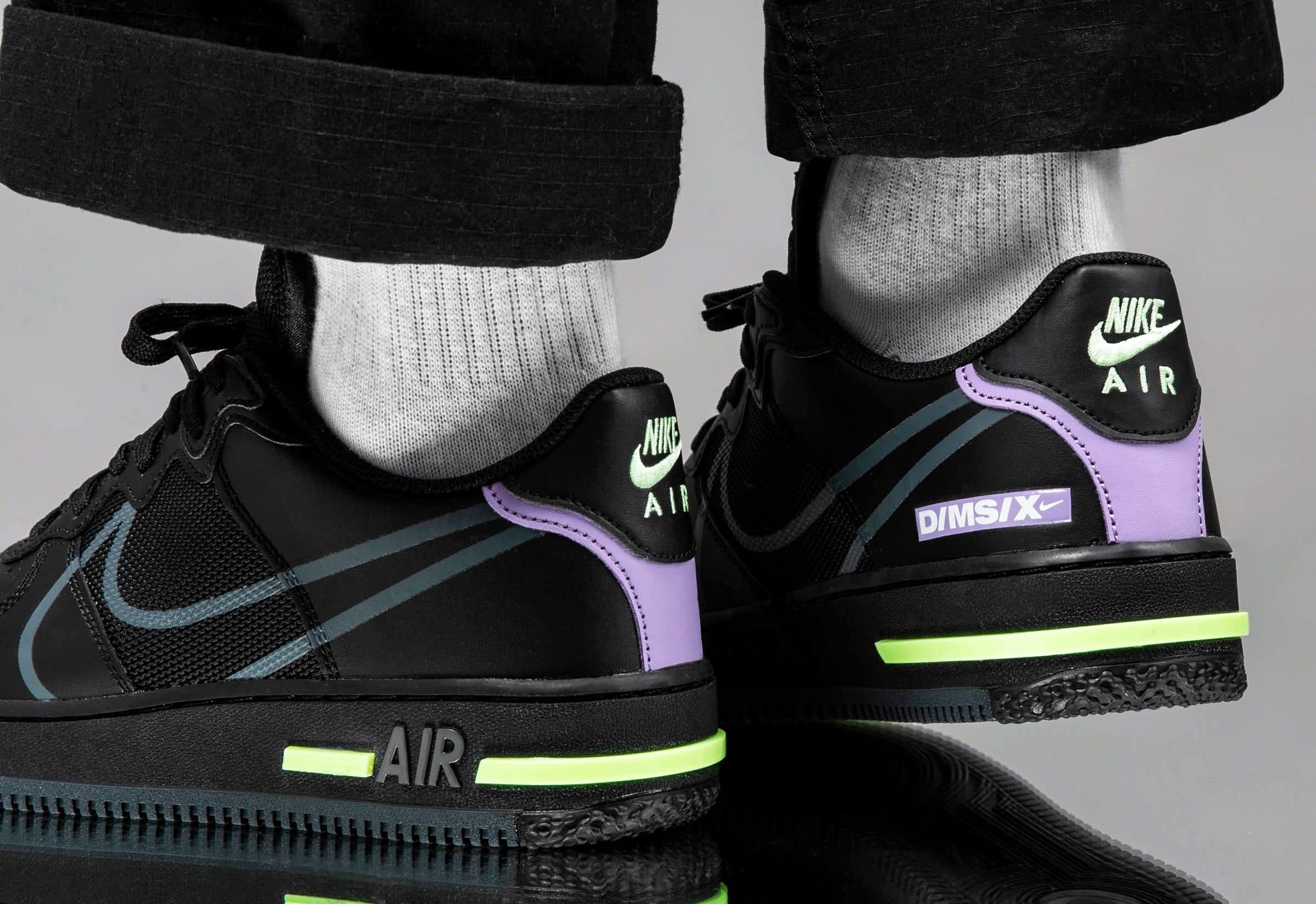Кроссовки Nike Air Force 1 React Violet Star Чёрные