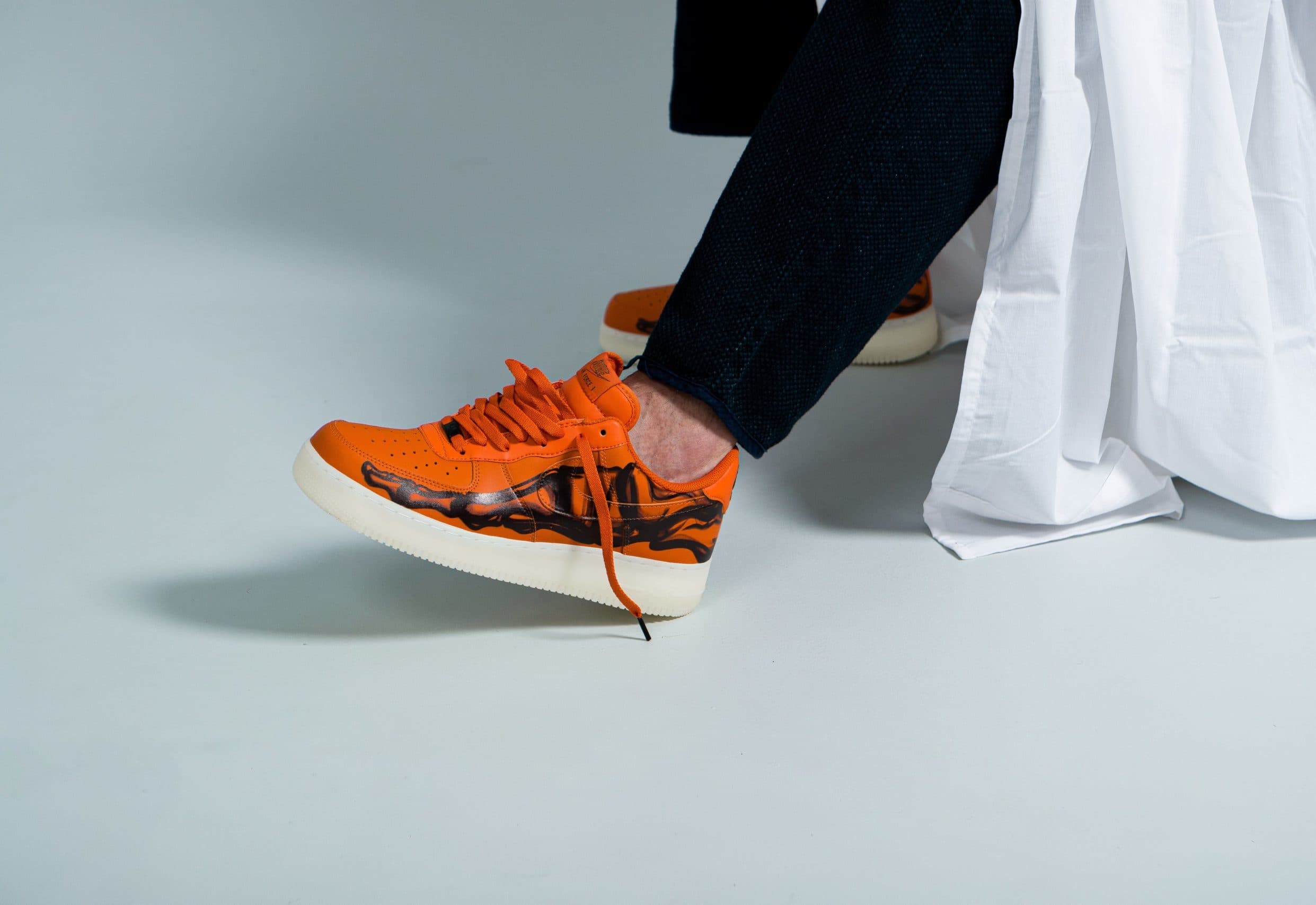 Кроссовки Nike Air Force 1 Skeleton Orange Оранжевые