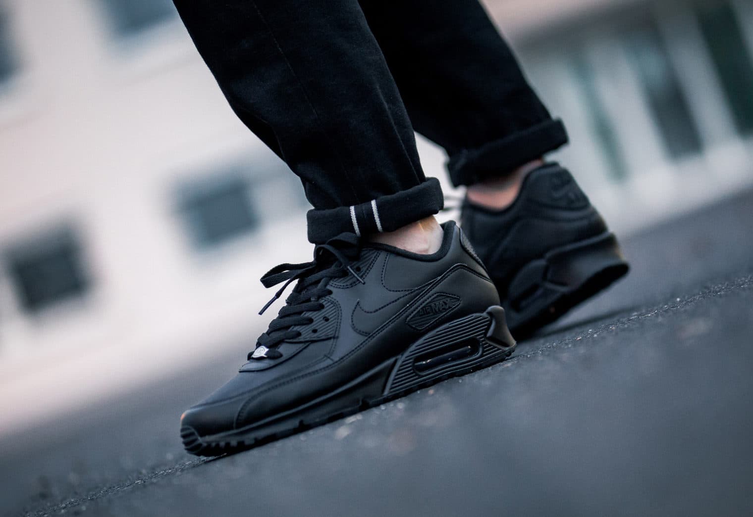 Кроссовки Nike Air Max 90 Leather Black Чёрные