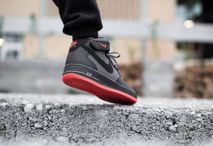 Кроссовки Nike Air Force 1 Mid Dark Grey Crimson Чёрные