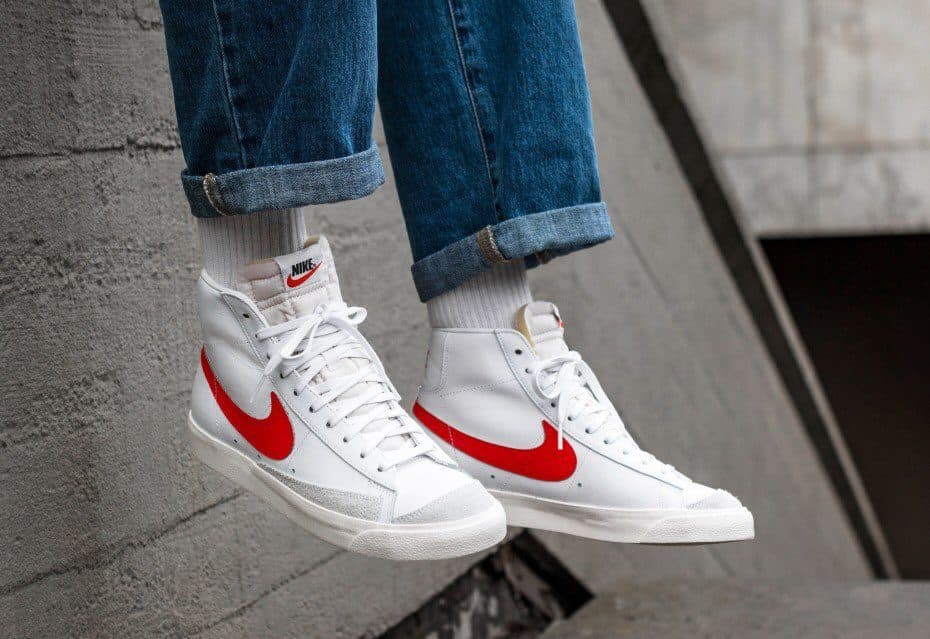 Кроссовки Nike Blazer Mid 77 Vintage Habanero Red Белые
