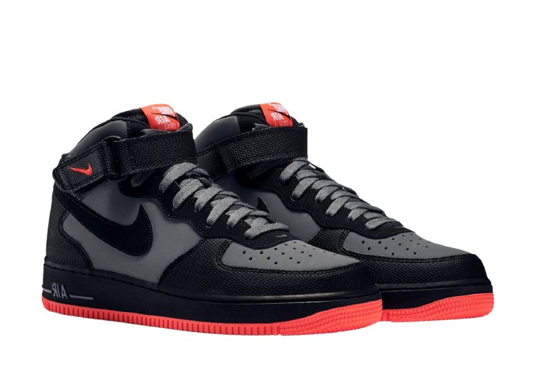 Кроссовки Nike Air Force 1 Mid Dark Grey Crimson Чёрные