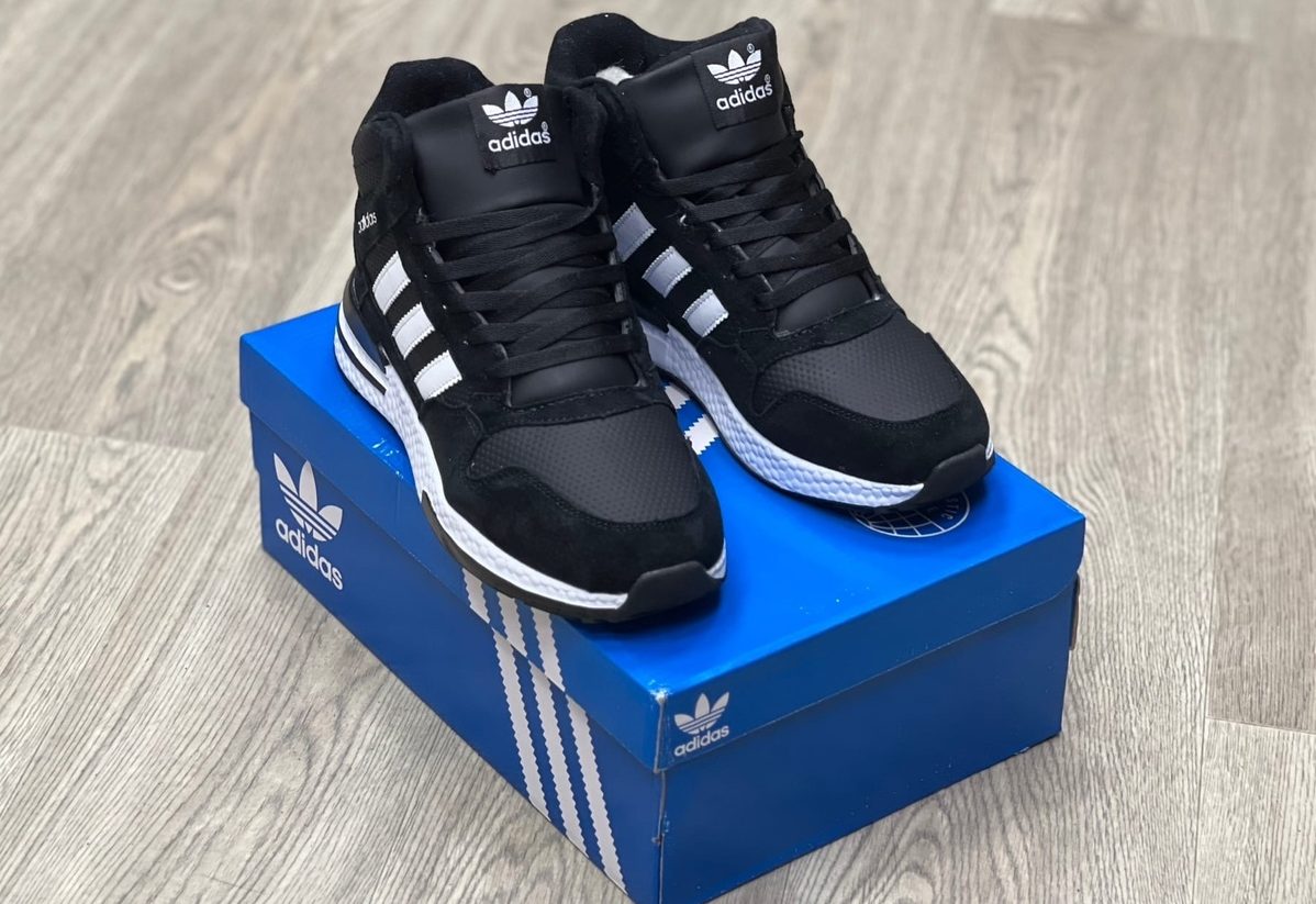 Зимние Кроссовки Adidas ZX 500 Mid Black White