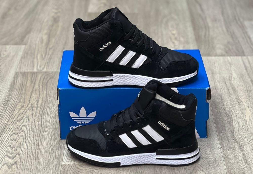 Зимние Кроссовки Adidas ZX 500 Mid Black White