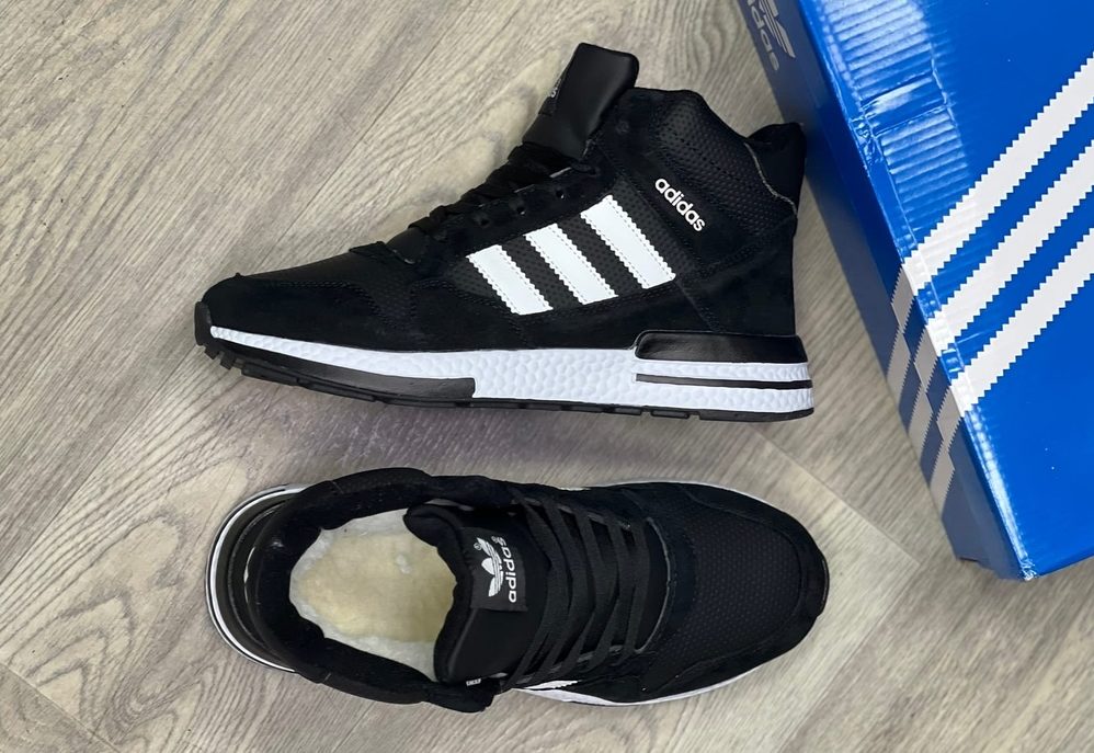 Зимние Кроссовки Adidas ZX 500 Mid Black White