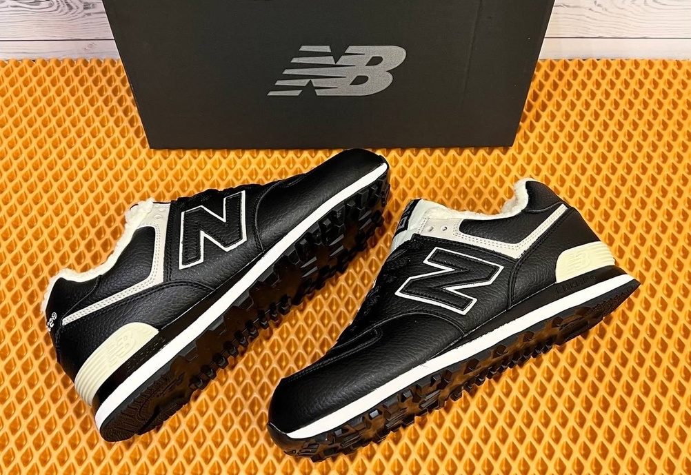 Зимние Кроссовки New Balance 574 Leather Black